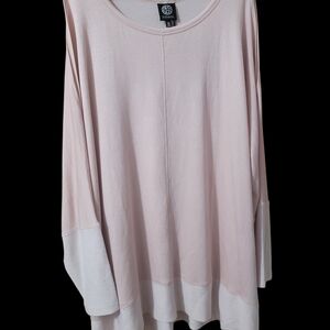 Bobeau Blush Pink Cold Shoulder Long Sleeve Tunic